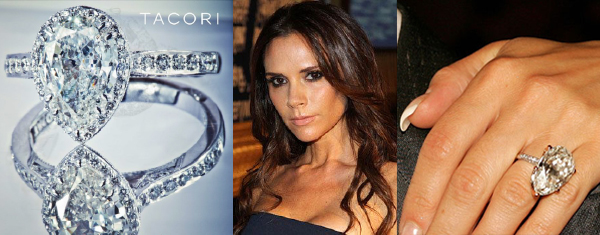 Victoria Beckham an her 17-carat pear engagment ring